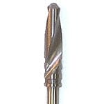 Close-up of a Dentech Twist Drill – Internal Cooling, an implant osteotomy drill with helical flutes and pointed tip, used in surgical procedures for site preparation. Brand: Dentech.