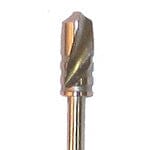 A close-up of the Dentech Twist Drills – Internal Cooling | Implant Osteotomy Drills by Dentech, a metallic cylindrical tool with spiral grooves, designed for precise osteotomy site preparation.