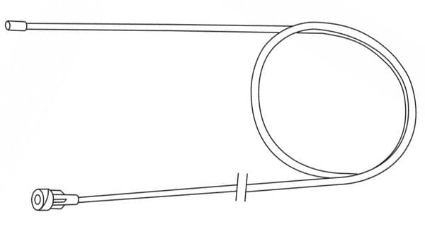 A black and white line drawing of W&H Spray Tubing with Luer Lock for Permanent Spike Irrigation Tubing (PK/10), featuring a coiled design with a connector at one end and a rounded tip, similar to luer lock medical feeding tubes.