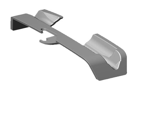 The W&H Universal Motor Holder, a 3D-rendered metal clip with angled ends and a central cutout, designed for all W&H units, is shown on a white background.
