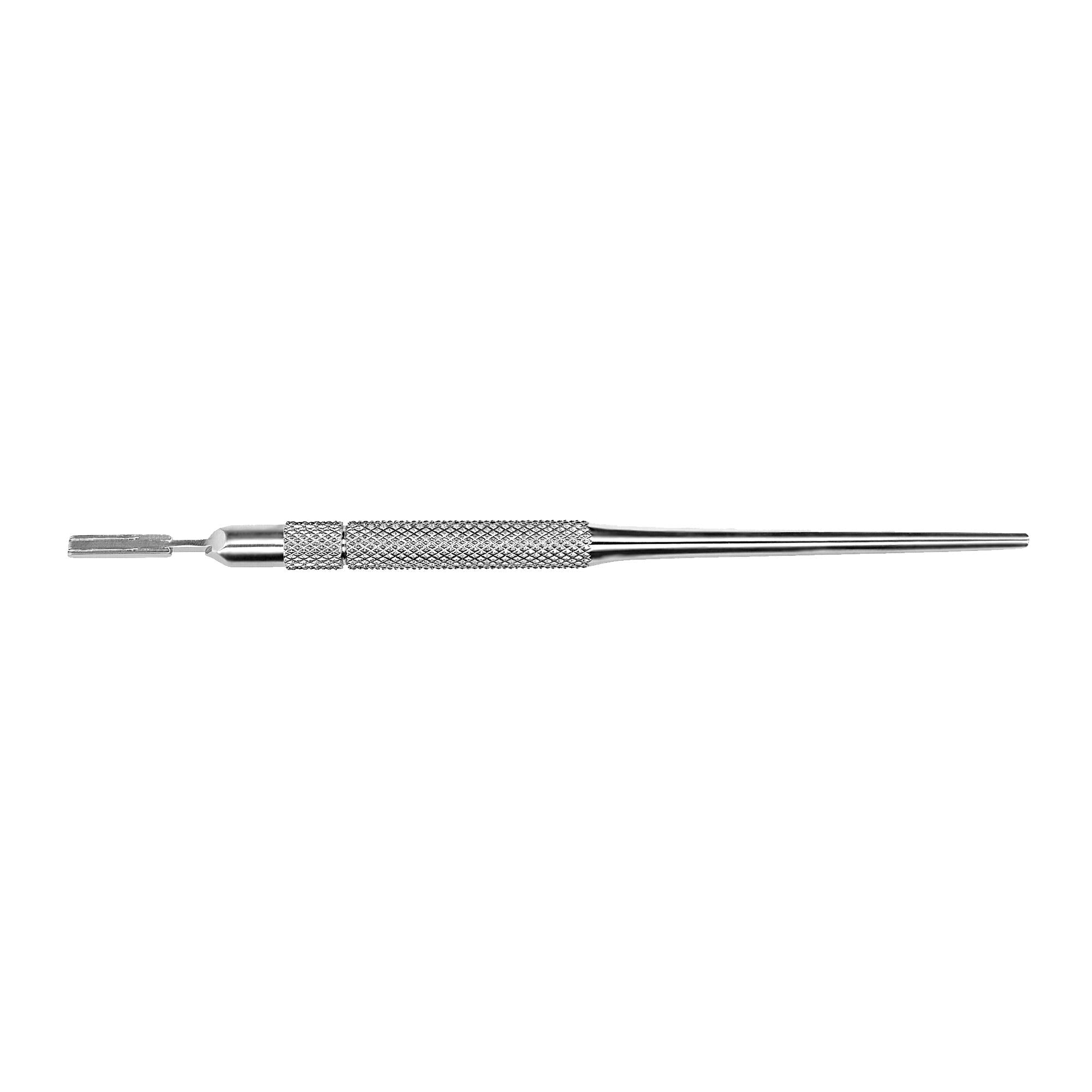 The Hu-Friedy #5D Double 1.5mm Scalpel Handle, a round stainless steel dental surgery instrument is shown against a plain white background.