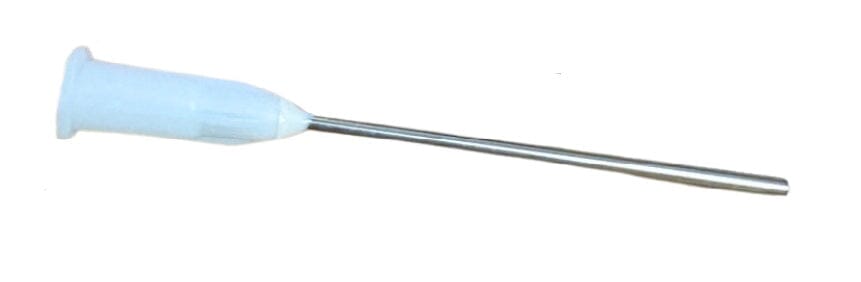 The Disposable Luer Lock Needles for LLSXN Suction Tip by Quality Aspirators feature a white plastic hub and thin metal shaft, resembling standard luer lock or blunt-tip needles, shown here against a plain white background.