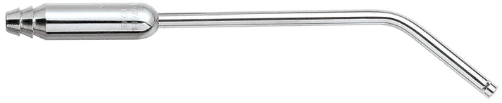The Quality Aspirators 4.0 mm Surgical Aspirator – HVE features tissue relief slots, a 45° angled tip, and a ribbed connector for suction tubing attachment.