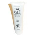 A white tube labeled "Tac Gel Conductive ECG Gel" by Xemax with black text is shown on a plain white background. Ideal for use as an ECG gel or with TENS/EMS devices.