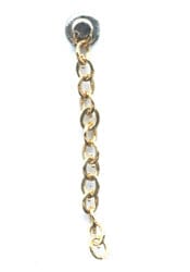The Cusp-Lok Swivel 360 Eruption Chain by Xemax features large gold interlocking links, a silver ring at the top, and a small hook at the bottom—ideal for orthodontic traction or expose-and-bond procedures. The background is white.