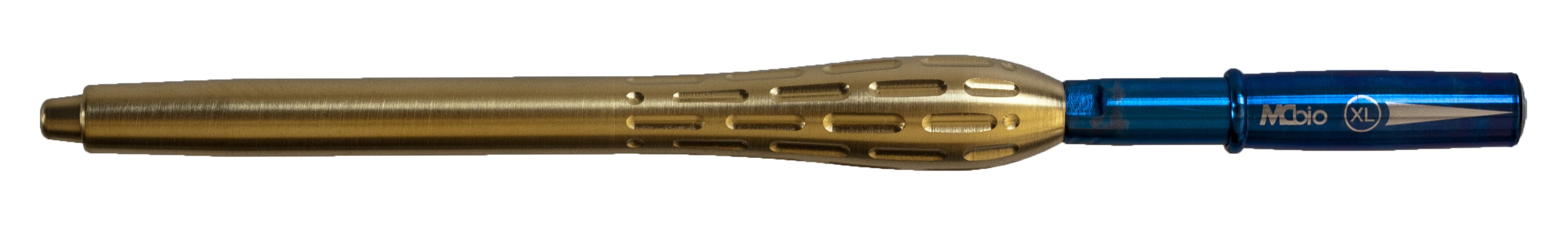 The STS Scraper Kit - Straight Scraper 8mm features a gold, textured Titanium Nitrate handle and an 8mm body with oval cutouts for grip and style.
