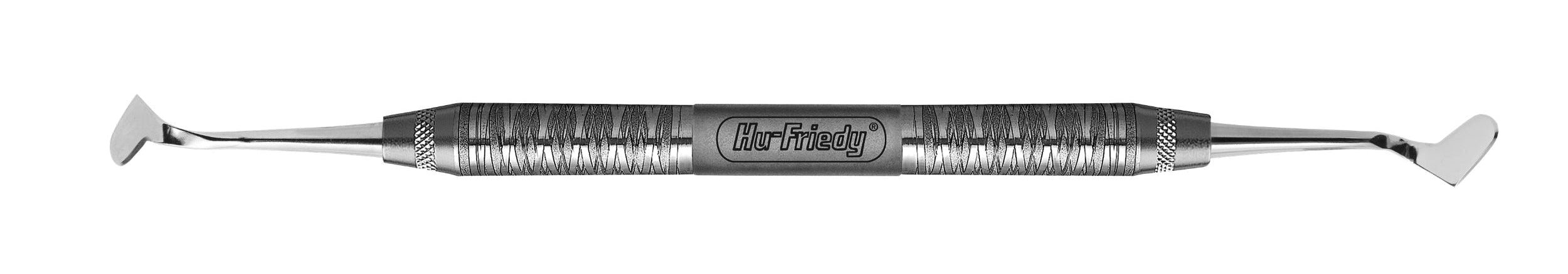 The Hu-Friedy Kramer-Nevins Knives feature angled, flat metal tips on both ends and a textured, cylindrical handle engraved with the Hu-Friedy logo—ideal for precision in gingivectomy or gingivoplasty.