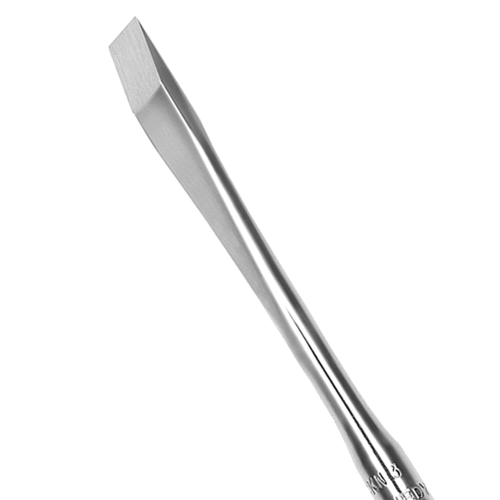 A close-up image of a Hu-Friedy Kramer-Nevins Bone Chisel, showing its shiny metal shaft and single-bevel, flat tip against a white background.