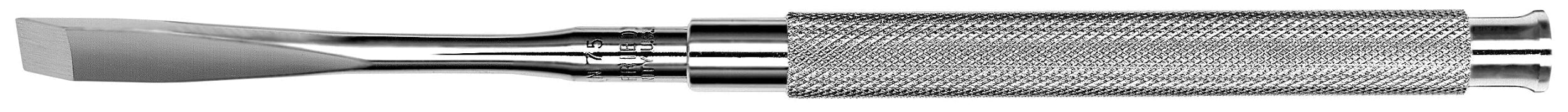 A Hu-Friedy Kramer-Nevins Bone Chisel with a flat, angled tip and textured cylindrical handle is displayed horizontally against a white background, highlighting precision typical of Hu-Friedy periodontal instruments.