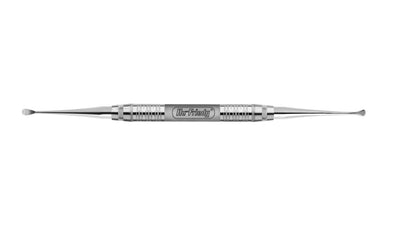 The Hu-Friedy Miller Surgical Curettes (CM8–CM12) are double-ended stainless steel dental tools with textured grips, featuring a rounded tip on one end and a curved scoop on the other—ideal for extraction cleanup.