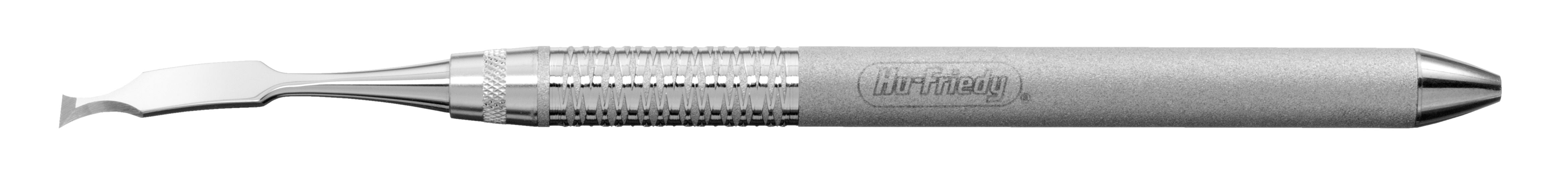 A close-up of a metallic Hu-Friedy Ochsenbein Single Ended Chisel with a textured grip and curved tip, used for dental procedures. The handle is engraved with the Hu-Friedy brand, known for premium periodontal instruments.