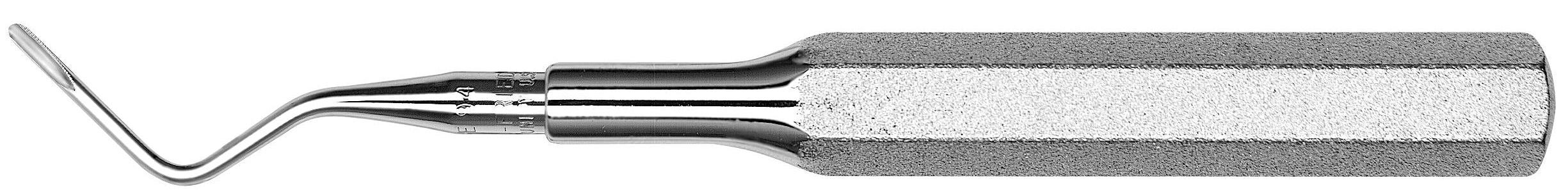 The Hu-Friedy E94/E95 Root Tip Picks by Hu-Friedy feature a textured, rectangular handle and a thin, curved metal tip, making them ideal for precise procedures like fractured root retrieval.