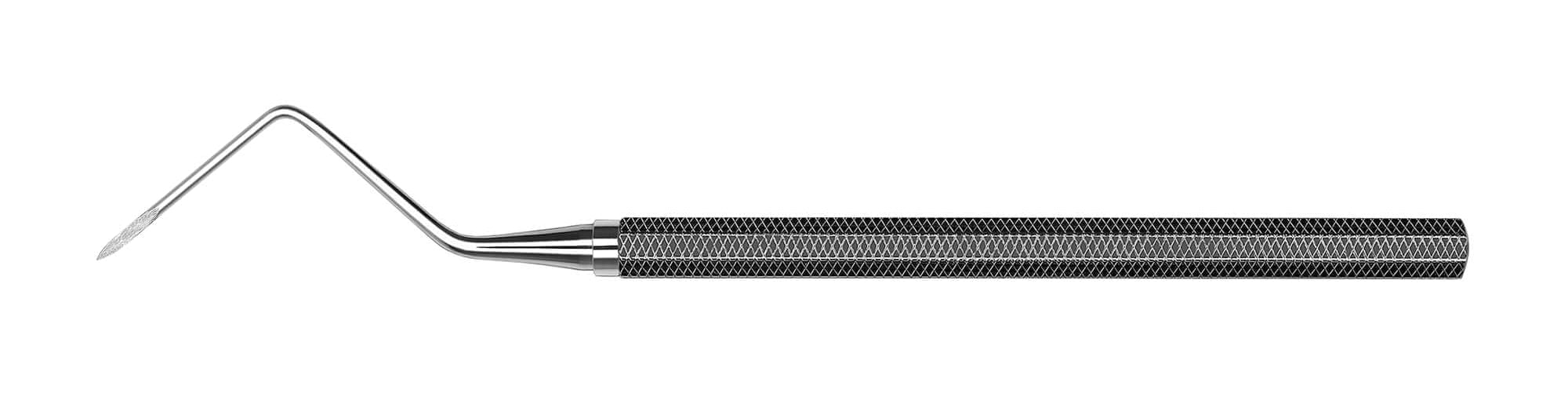 The Hu-Friedy Davis Root Tip Picks by Hu-Friedy are stainless steel dental tools with a textured handle and thin, angled tip, ideal for oral surgeons or as a posterior root-tip pick to examine teeth.