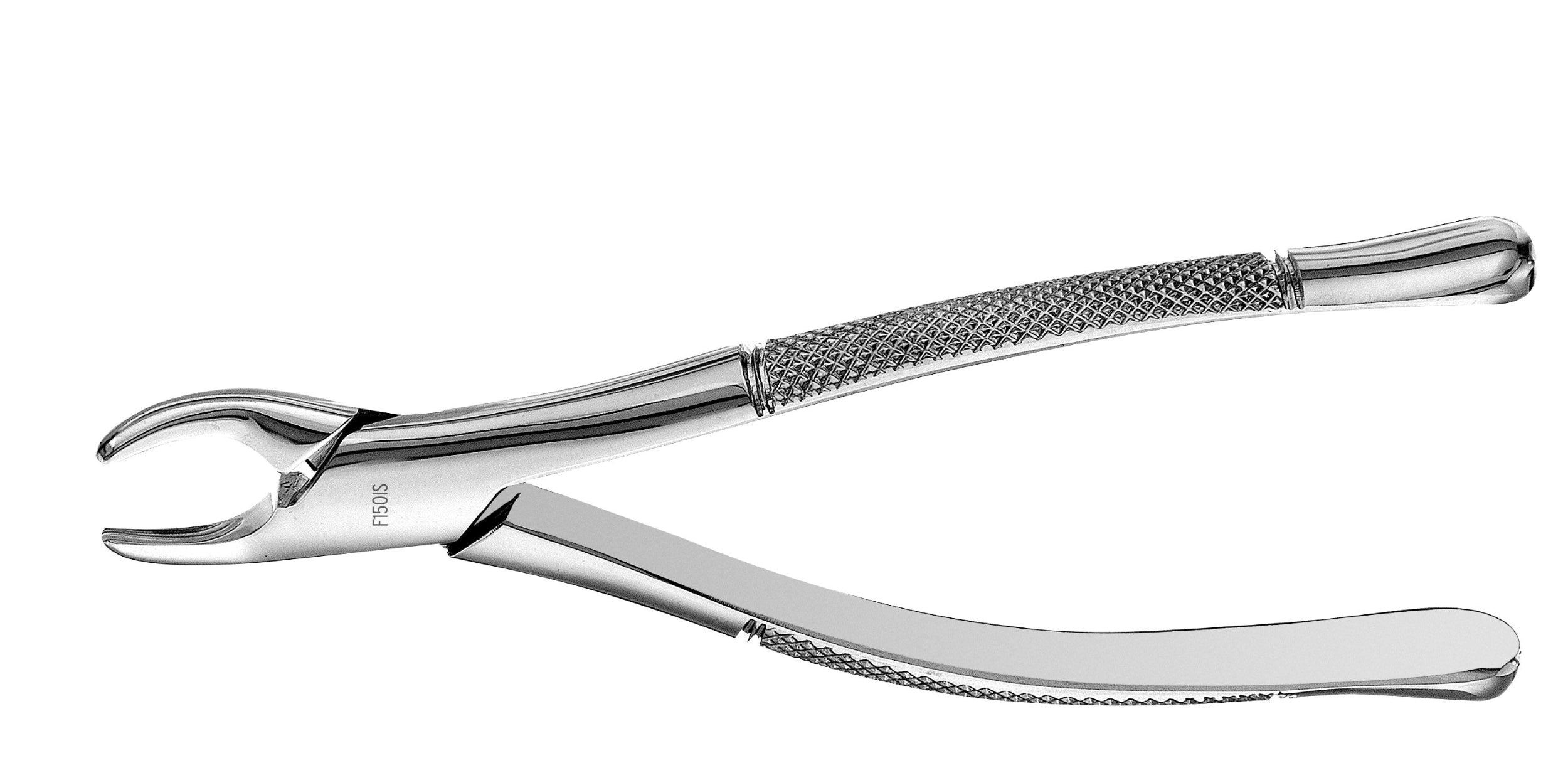 The Hu-Friedy Premium Atlas Extraction Forceps - Standard Beaks by Hu-Friedy, made from surgical stainless steel with textured handles and a curved beak for easy tooth extraction, are displayed on a white background.