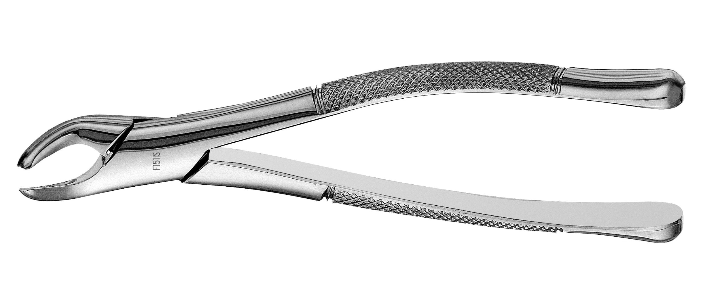A Hu-Friedy Premium Atlas Extraction Forceps - Standard Beaks, made from surgical stainless steel with textured handles and a curved beak, is shown on a white background.
