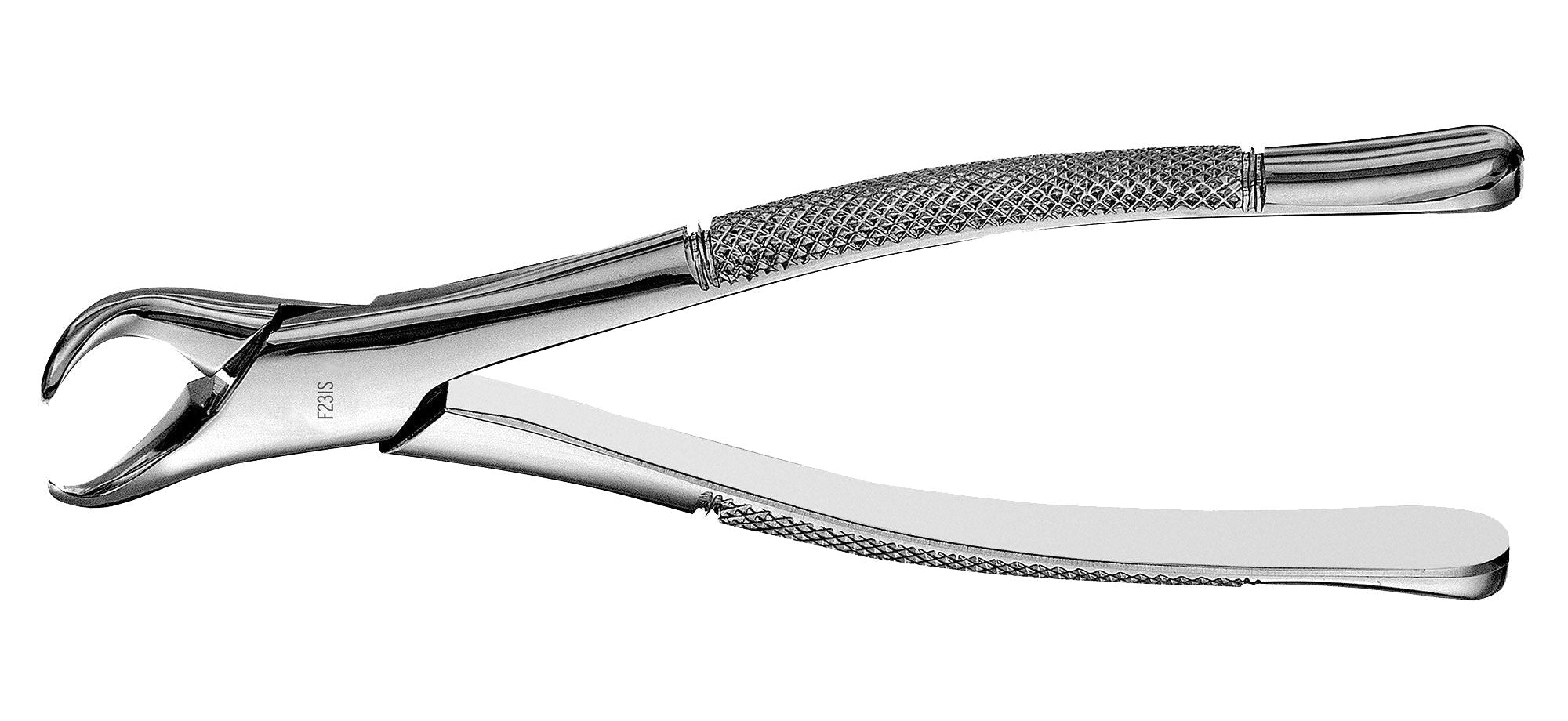 The Hu-Friedy Premium Atlas Extraction Forceps – Standard Beaks, made from surgical stainless steel with textured handles and curved beaks, are shown against a white background, designed for efficient tooth removal.