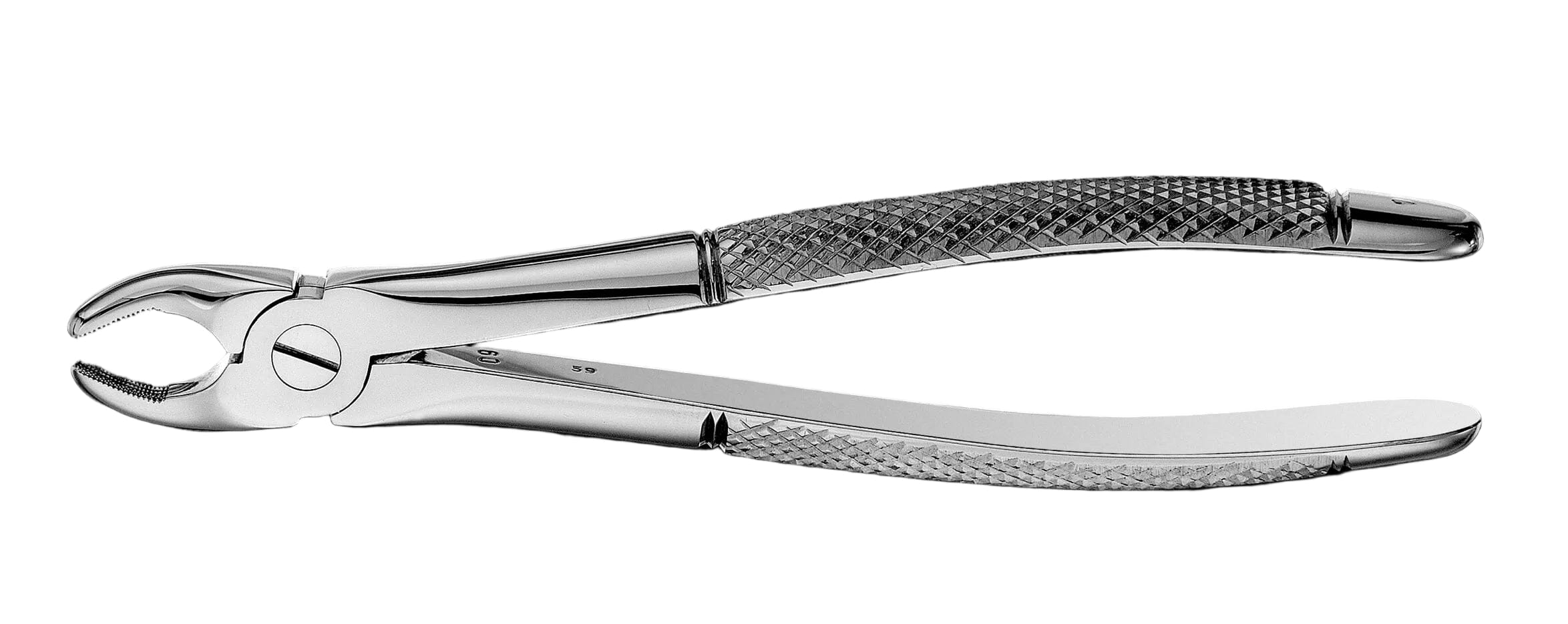 The Hu-Friedy European (English) Pattern Extraction Forceps by Hu-Friedy features stainless steel with textured handles, shown on a white background.