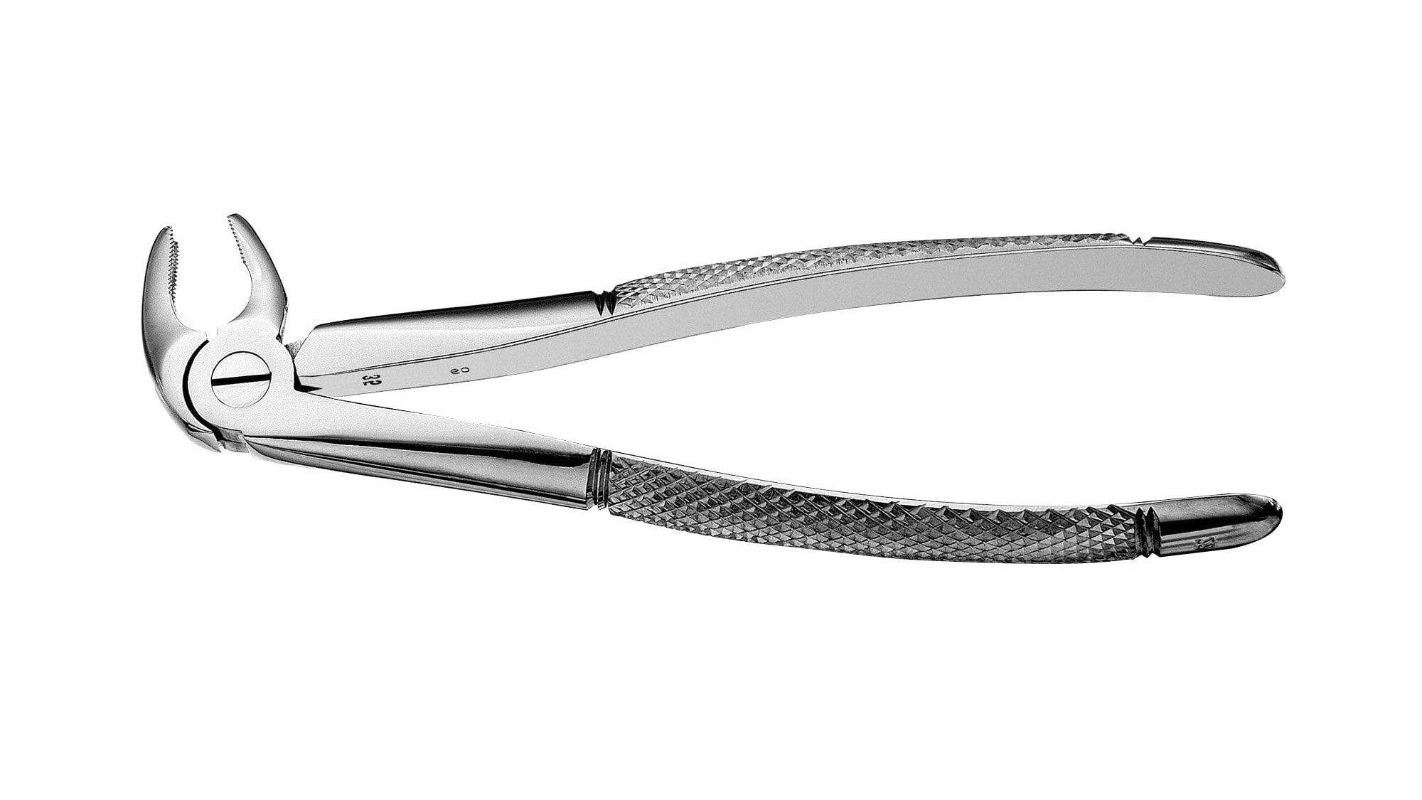 The Hu-Friedy European (English) Pattern Extraction Forceps, made of stainless steel with textured handles for a secure grip and effective tooth removal, is displayed against a white background.