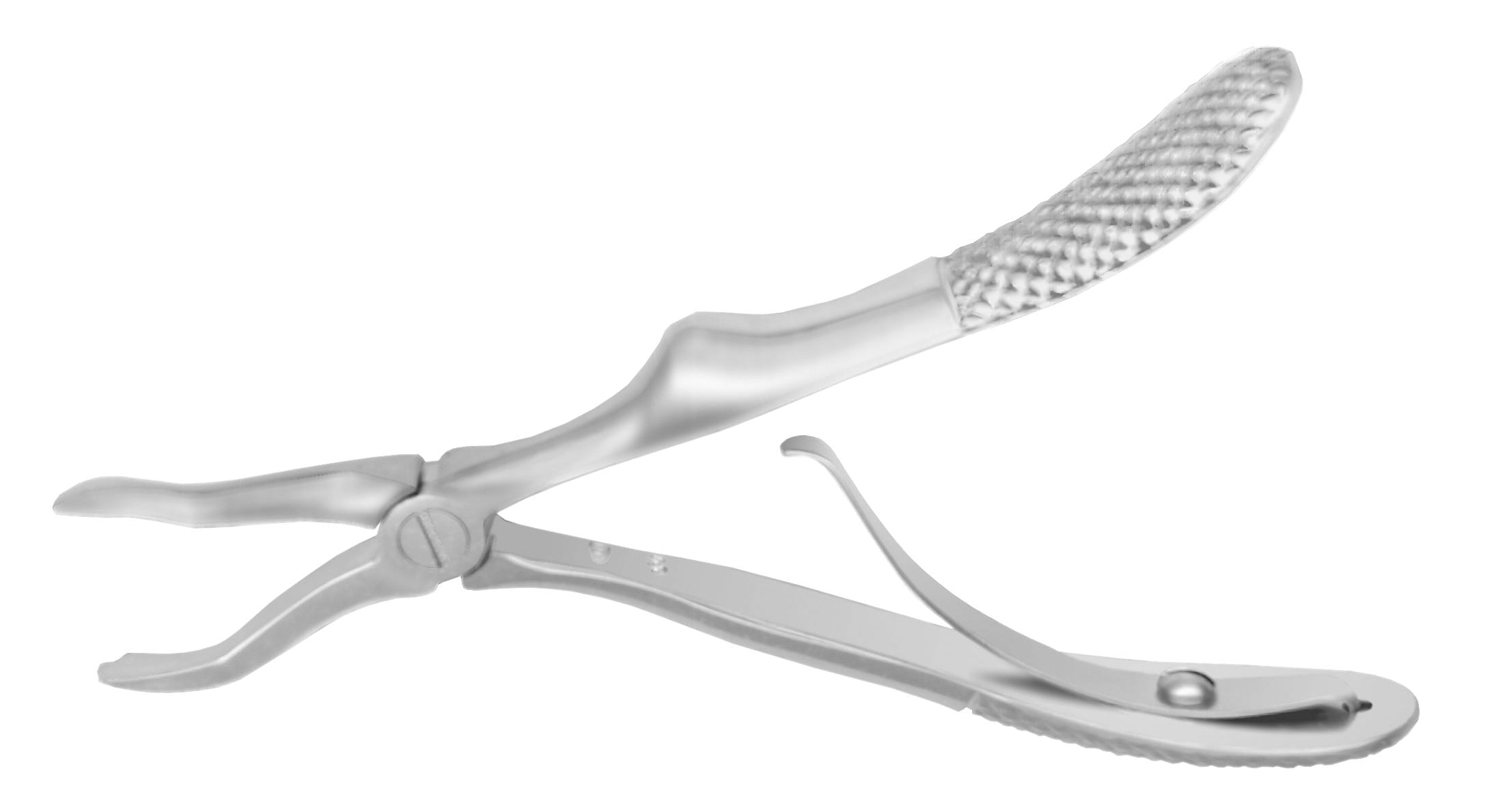 The Hu-Friedy Kinder European Pediatric Extraction Forceps, by Hu-Friedy, are stainless steel forceps with a textured handle and curved notched jaws for gentle primary tooth extraction, displayed on a plain white background.