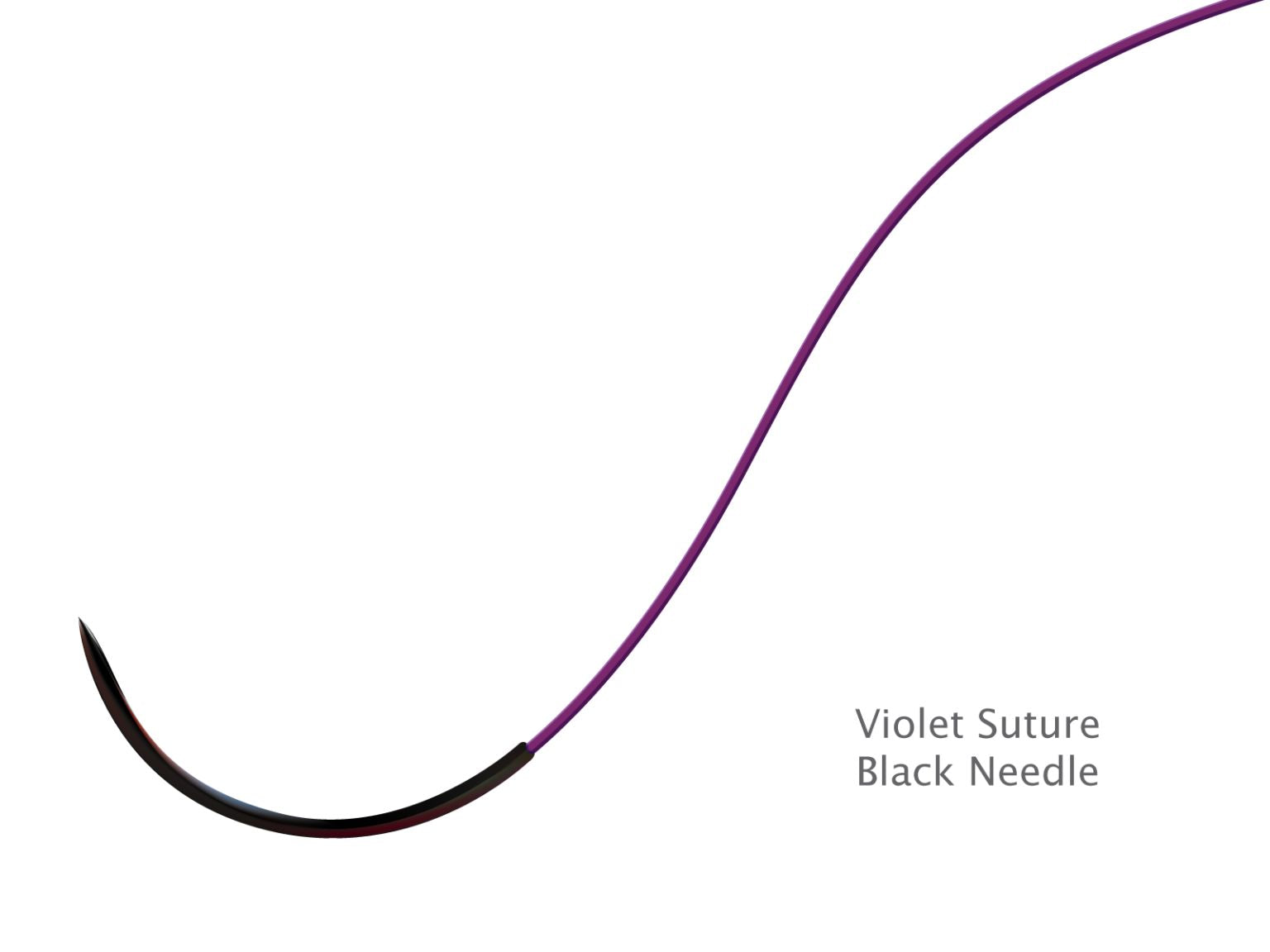 A curved black surgical needle with a violet Resorba Glycolon PGA-PCL absorbable monofilament dental suture is shown on a white background, with "Violet Suture Black Needle" labeled in the lower right corner.