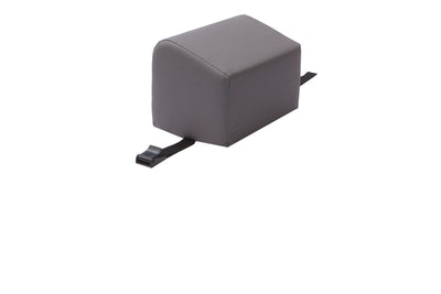The Mediposture 6" Classic Memory Headrest by Mediposture is a rectangular gray memory foam headrest with a curved top and two black straps at the base, designed for comfort, shown on a white background.