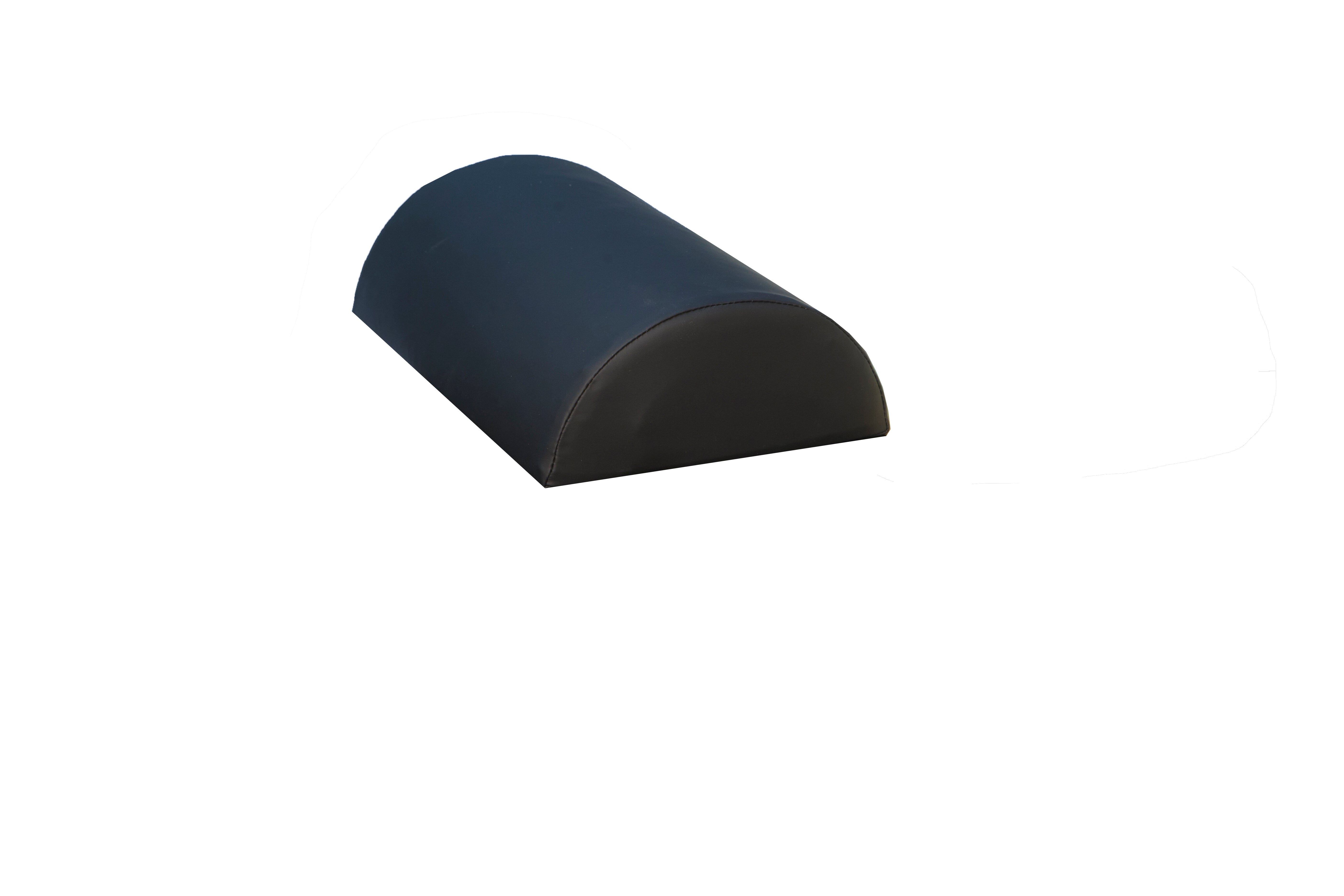 The Mediposture 3.5" Classic Wide-Body Memory Headrest by Mediposture, a black half-cylinder foam block with a wipeable cover, is shown on a white background.