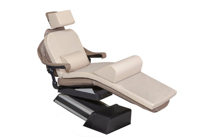 The Mediposture Dental Chair Overlay System with 6" Classic Geriatric Memory Headrest by Mediposture offers enhanced patient comfort and pressure relief, ideal for dental or medical settings; shown against a white background.