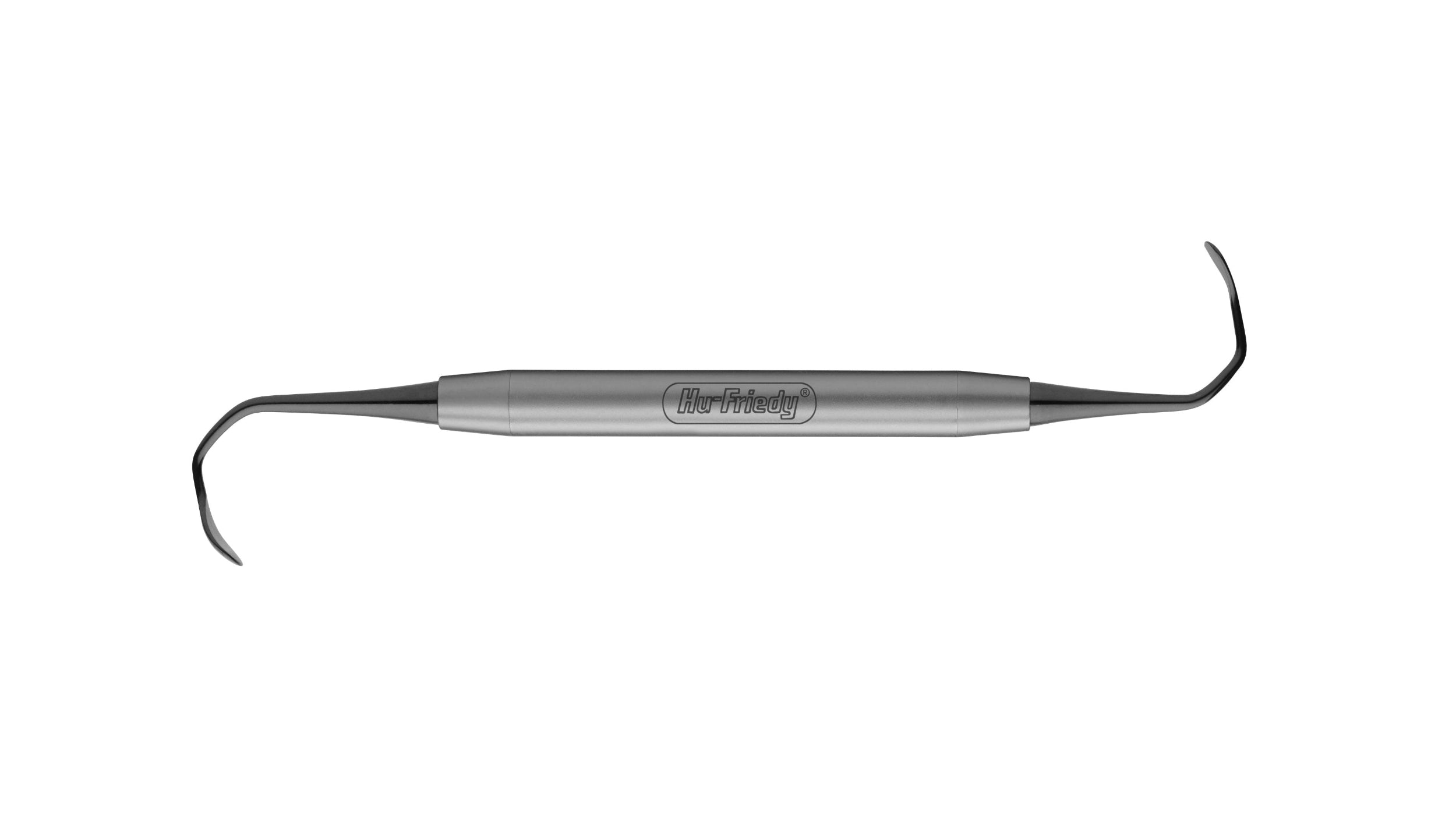 The Hu-Friedy Kramer-Nevins Acute Large/Small Sinus Curettes are stainless steel instruments with a straight handle and curved pointed tips, designed for assisting in Schneiderian membrane elevation during maxillary sinus augmentation.