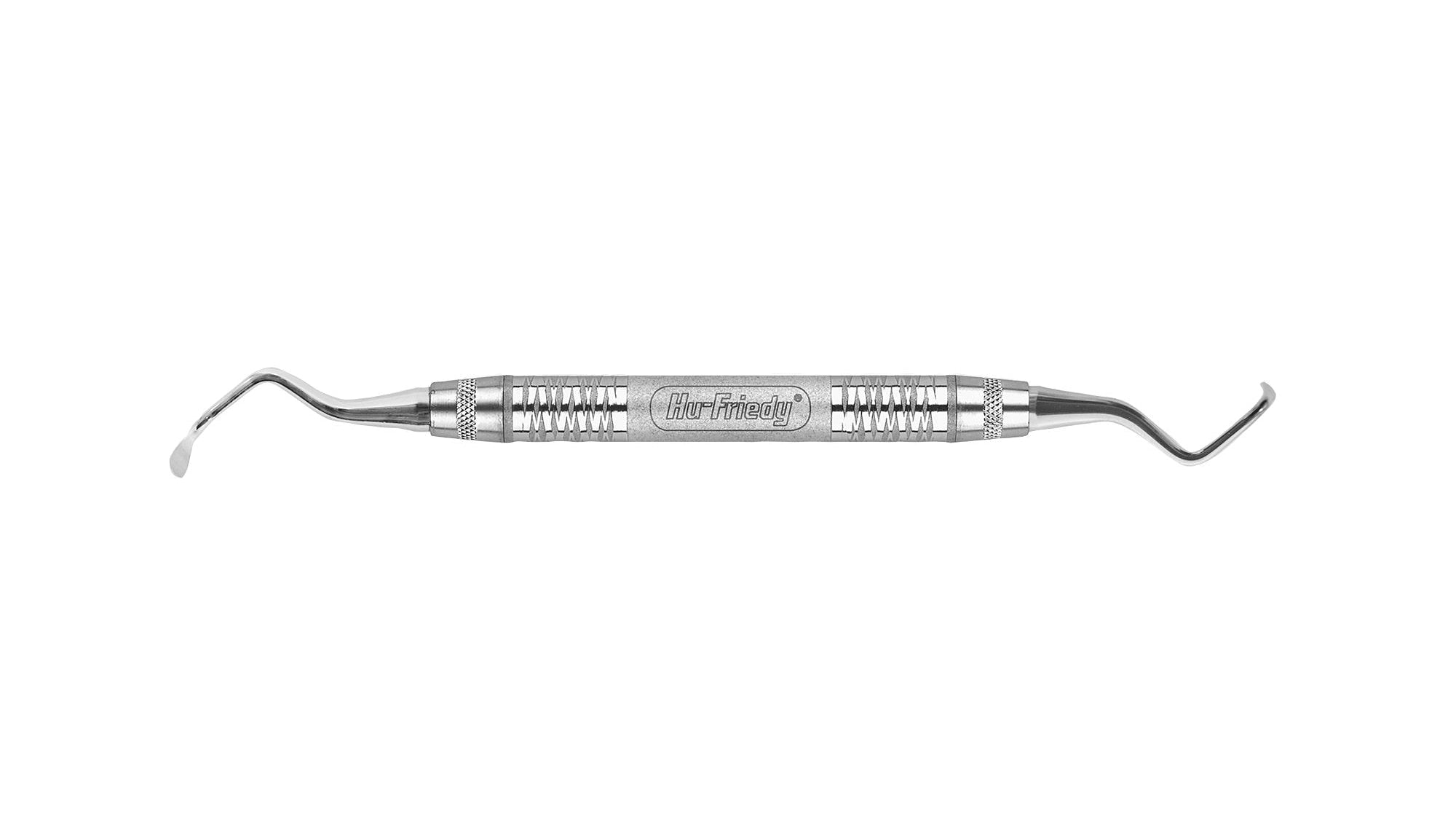 The Hu-Friedy #7044K Sinus Curette features two angled, flat, pointed tips and a textured handle, making it ideal for Schneiderian membrane elevation during maxillary sinus augmentation procedures.
