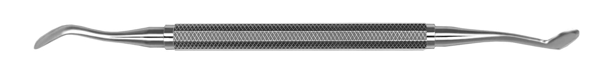 The Hu-Friedy Zingheim Implant Surgery & Abutment Periosteals is a double-ended stainless steel dental tool with curved tips and a textured center grip, ideal for regenerative procedures. Shown on a white background.
