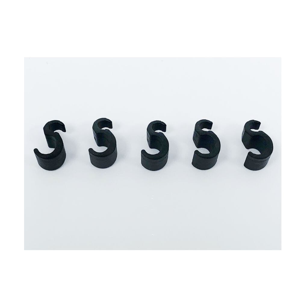 Five W&H spare tube clamps (5 pcs) for Elcomed SA-310, Implantmed Plus SI-1015, or Implantmed Classic motor cables are lined up in a row on a white background.