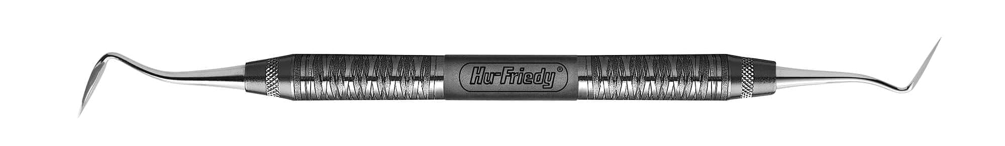 The Hu-Friedy Goldman-Fox Knives by Hu-Friedy feature a textured metal handle and curved, pointed double-ended tips, making them ideal for periodontal procedures. Shown isolated on a white background.