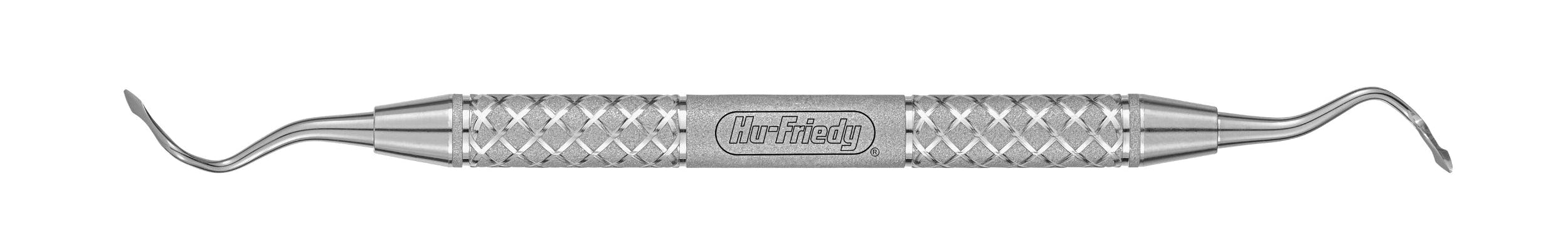 The Hu-Friedy Allen Arrowhead Knives are double-ended stainless steel dental tools with textured grips and curved, pointed tips for precise sulcular margin dissection. "Hu-Friedy" is engraved on the handle.
