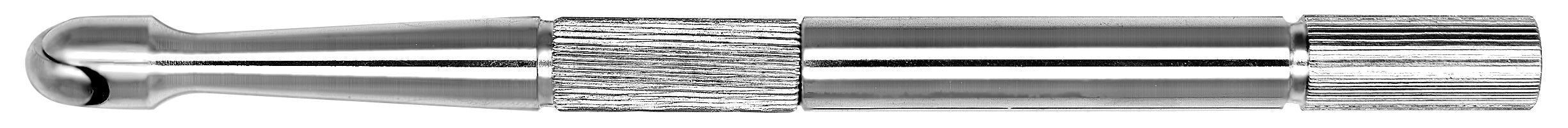 The Hu-Friedy Paquette Palatal Knife is a metal dental tool with a rounded, scoop-like end and textured grip, designed for palatal surgery or bowed blade techniques, shown against a white background.