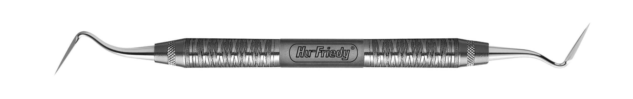 The Hu-Friedy 1/2 Sanders DE Knife features angled tips at both ends and a textured central grip.