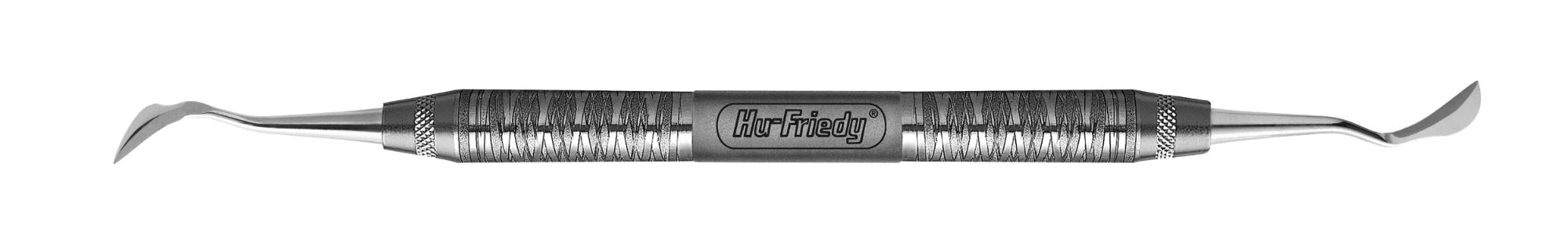 The Solt Gingivectomy DE Knife by Hu-Friedy is a double-ended periodontal surgical tool with a textured grip and angled metal tips, ideal for precise soft-tissue incision. The handle is engraved with the Hu-Friedy brand, shown on a white background.
