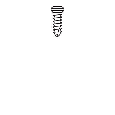 A simple black and white line drawing of a single Meisinger Khouri Micro Bone Screw, featuring a flat head and threaded body, is positioned near the top center of a plain white background.