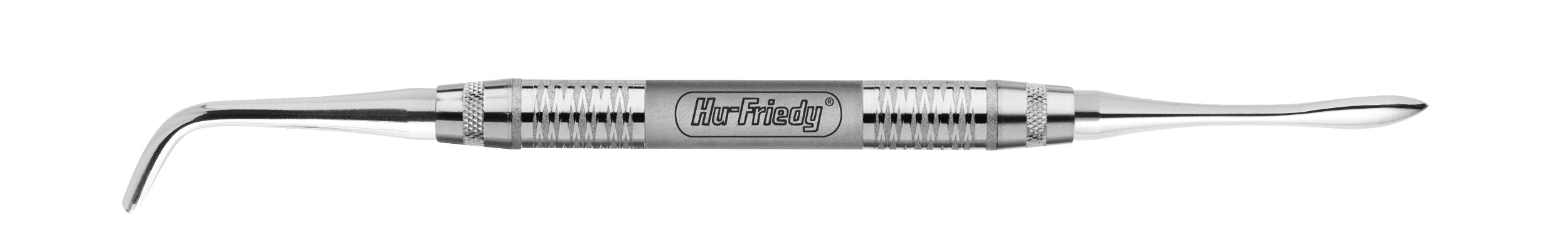 The Hu-Friedy Bennett Periosteal Elevator is a double-ended stainless steel oral surgery tool with textured grips and distinct curved and rounded tips, bearing the Hu-Friedy logo at the center.