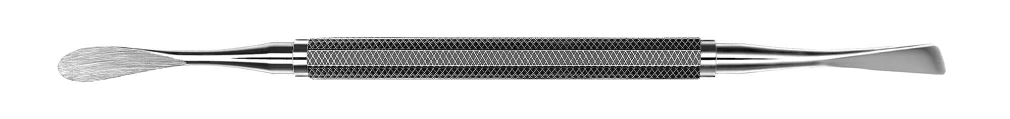 The Hu-Friedy #9H Howard Periosteal Elevator is a double-ended metal instrument with a textured grip; one end has a flat, angled spatula, the other a rounded, brush-like tip for precise dental procedures.