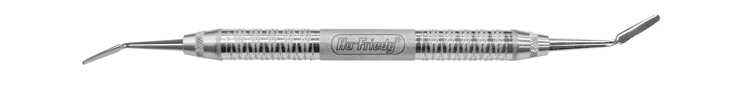 The Hu-Friedy Grisdale Periosteal Elevator features angled tips on both ends, a textured center grip, and stainless steel construction, making it ideal for periodontal procedures and oral surgery.