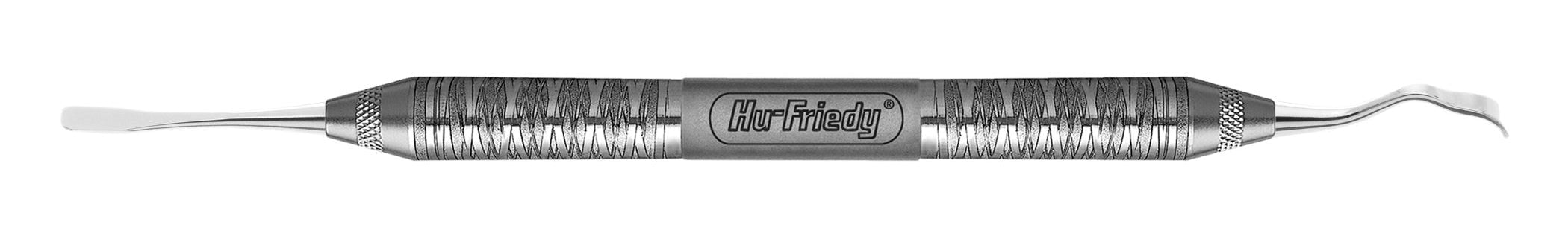 The Hu-Friedy S13K/TG Jovanovic Chisels is a double-ended metal dental tool with surgical-grade stainless steel, textured grips, and different shaped tips. The Hu-Friedy brand is engraved in the center.