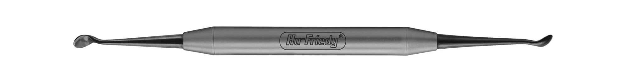 The Hu-Friedy 152 K-N Periosteal, Black Line is a double-ended metal dental tool with a small circular scraper on one end and a flat, slightly curved blade on the other, shown isolated on a white background.