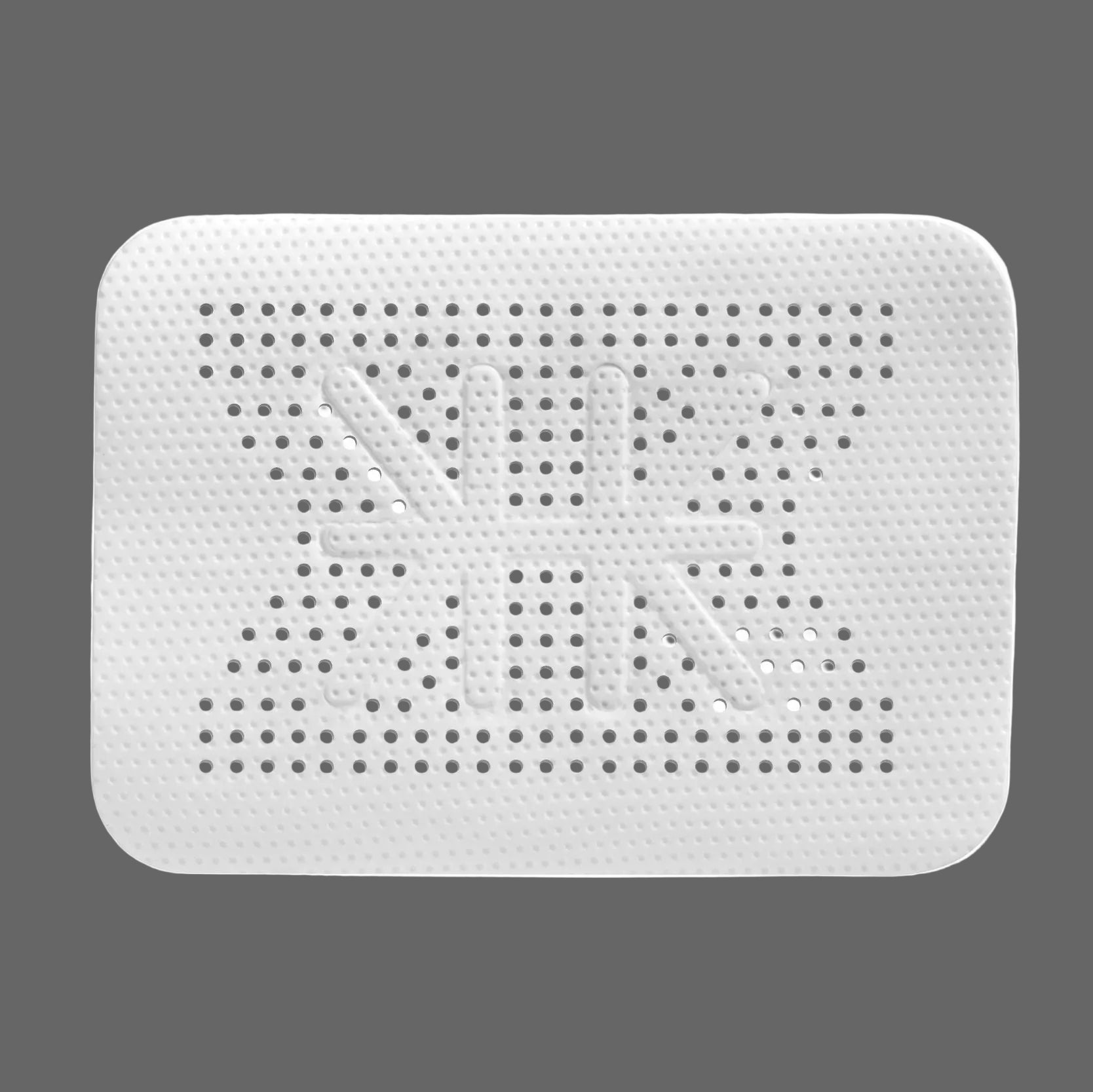 The Osteogenics RPM™ Reinforced PTFE Mesh Membrane (Box/1) is a white rectangular foam pad with rounded corners and an abstract pattern—ideal for guided bone regeneration or use in ridge augmentation procedures.