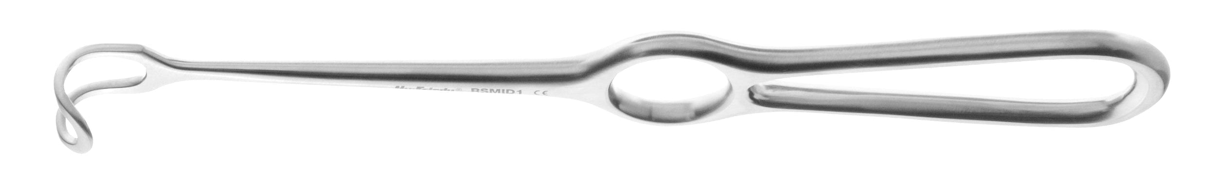 The Hu-Friedy Channel/Ramus/Deep Access Retractors by Hu-Friedy are stainless steel surgical instruments with a looped hook and handle, designed for precise soft-tissue retraction in medical procedures, commonly used as oral surgery retractors.