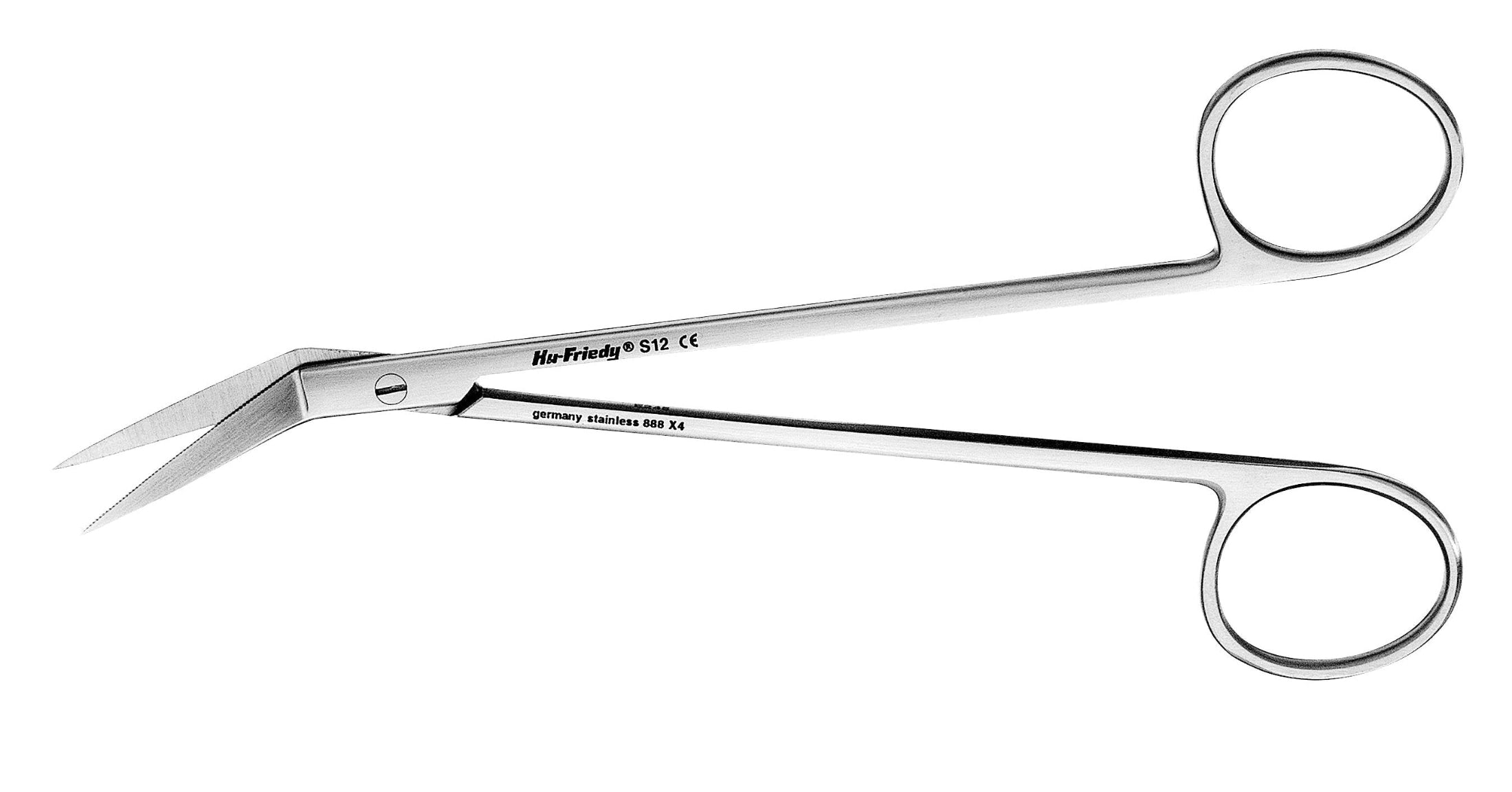 Hu-Friedy Locklin Scissors by Hu-Friedy are curved stainless steel dental surgical scissors with finger loops, shown on a white background—ideal for precise soft-tissue management in oral surgery.