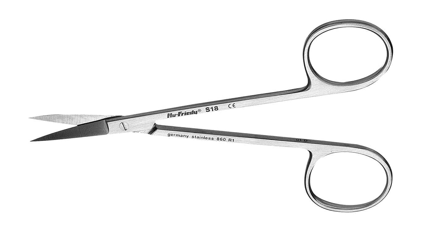 Hu-Friedy Iris Scissors by Hu-Friedy feature curved, pointed blades and large finger holes for precise microsurgical cutting. Part of the Xemax line, these precision manicure scissors are available in both curved and straight designs.