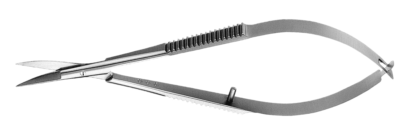 The Hu-Friedy Castroviejo Microsurgical Scissors by Hu-Friedy feature small, curved blades, spring handles, and a fine pointed tip—ideal for delicate procedures like periodontal microsurgery or precise soft-tissue dissection.