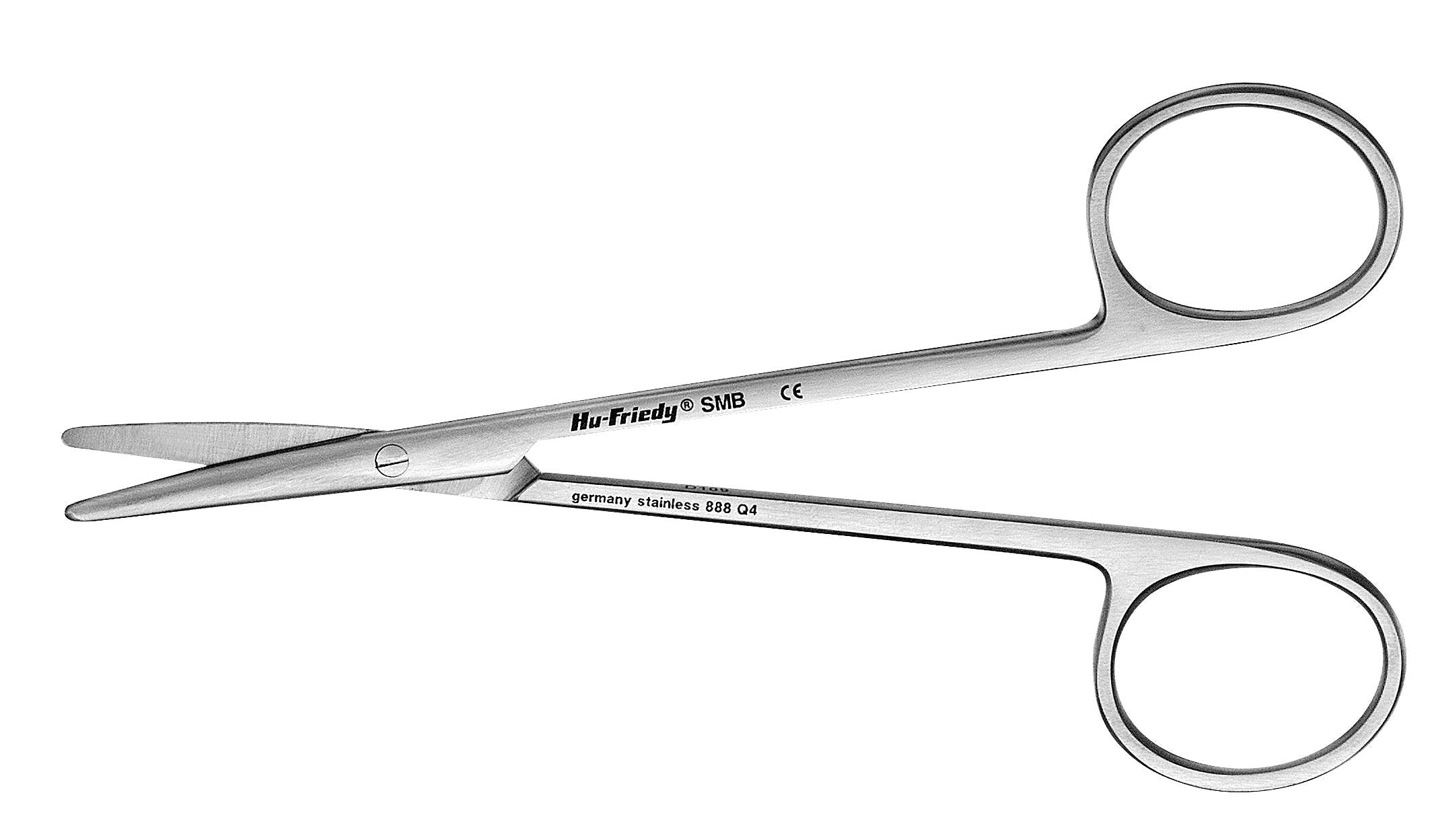 The Hu-Friedy Baby Metzenbaum Scissors by Xemax are compact stainless steel dissection scissors featuring curved blades and dual finger rings, ideal for precise medical use.