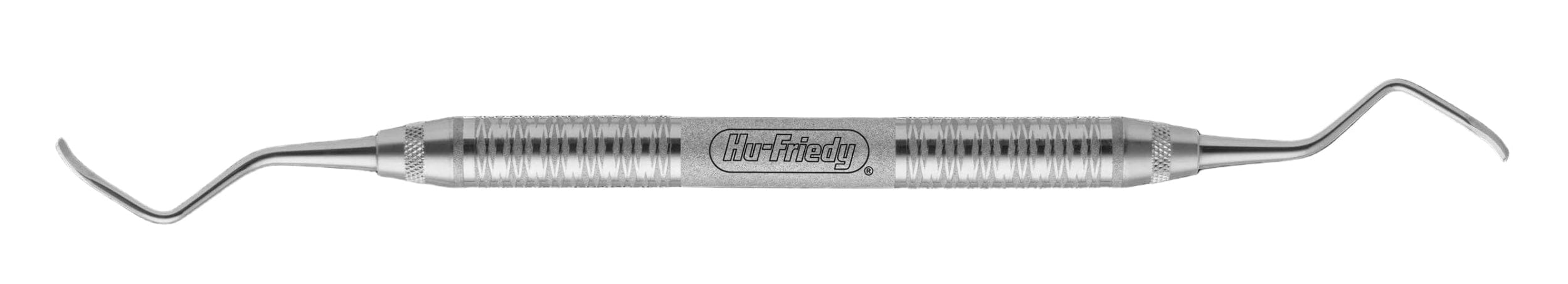The Hu-Friedy Tabanella Regenerative Bone Instrument by Hu-Friedy is a stainless steel tool with two hooked ends and a textured handle, used by dentists for examining teeth and in periodontal or regenerative bone procedures.