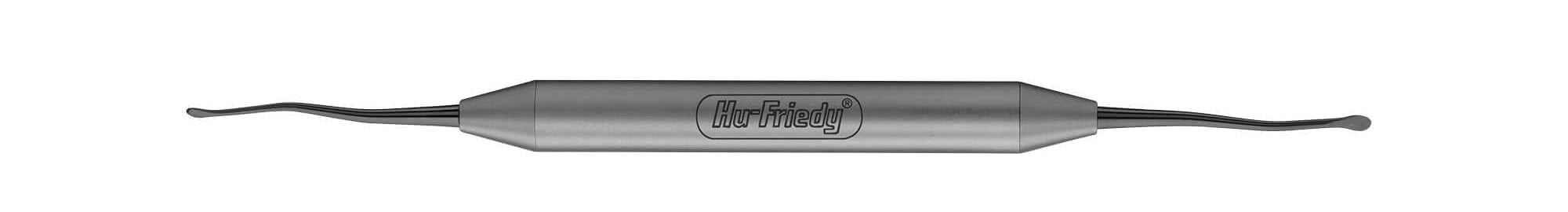 The Hu-Friedy 1 & 2 Tunneling Knives are double-ended periodontal instruments with curved metal tips and a cylindrical handle engraved with the Hu-Friedy logo.